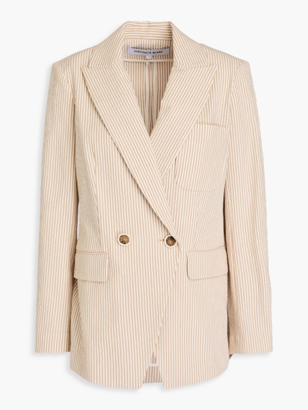 VERONICA BEARD - Didion Seersucker Striped Cotton Blend Blazer